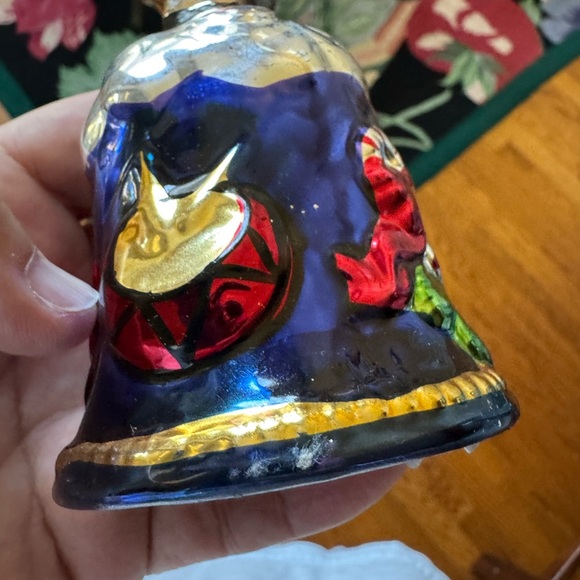 Vintage Mercury Glass Christmas Bell 6" Shiney, Colorful, China Set of 3 - Picture 3 of 16